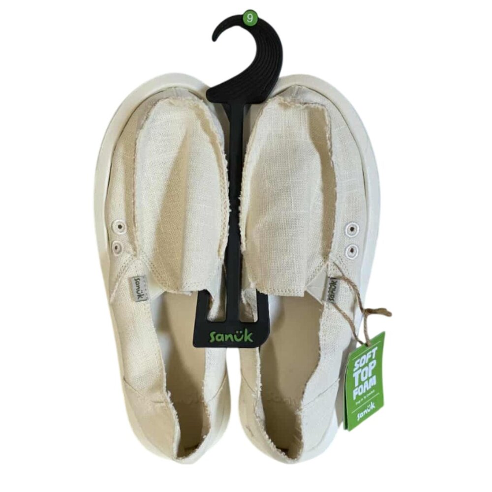 NWT Sanuk Donna soft top Hemp Slip-Ons White